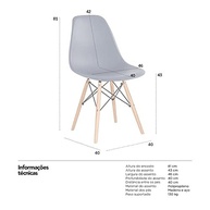 Cadeira Charles Eames Eiffel DSW - Loft7 - Assento em Polipropileno, Pés de Madeira Clara, Cinza Escuro - imagem 3