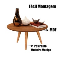 Mesa de Centro Dubai Redonda com Design Tripé em Madeira Freijó - imagem 3