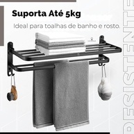 Toalheiro Duplo com Prateleira para Banheiro - Design Moderno em Aço Inox - imagem 4