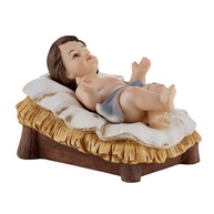 Conjunto de Presépio Bebê Jesus Cristo em Resina - 10 cm | Manjedoura e Estátua Detalhada - imagem 1