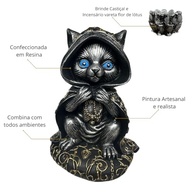 Gato Bruxo Wicca - Estátua em Resina para Decoração Mística e Gótica - imagem 5