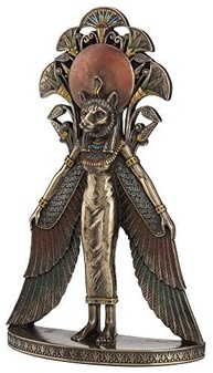 Estátua de Arte de Parede Sekhmet - Deusa Egípcia com Asas | Escultura em Bronze com Detalhes Foscos - imagem 4