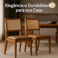 Kit 2 Cadeiras de Jantar em Madeira Maciça com Estofado em Couro e Tela Sextavada - Design Sofisticado - imagem 5