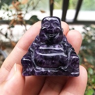 Estátua de Buda Feliz em Ametista - Maitreya Esculpido à Mão para Cura e Energia Positiva - imagem 3