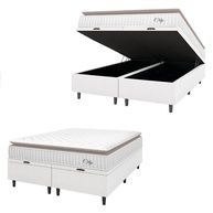 Cama Box Colchão Baú Casal Queen com Pillow Top e Molas Ensacadas - Conforto e Estilo em Linho Bege - imagem 1
