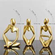 Escultura de Pensador em Resina Dourada - Estátua Moderna para Escritório e Decoração de Mesa - imagem 2