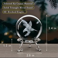 Bola de Cristal com Águia 3D - Escultura em Cristal K9 com Suporte, Peso de Papel e Decoração Elegante (6 cm) - imagem 3