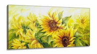 Quadro Decorativo Pintura Dois Girassóis em Canvas 130x60cm - Arte em Tela com Moldura de Madeira - imagem 2
