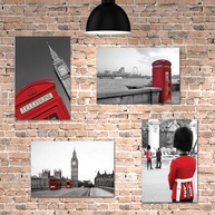 Placa Decorativa Fotos de Londres - Kit com 4 Unidades em MDF 20x30cm - Design Moderno para Ambientes Urbanos - imagem 1