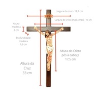 Crucifixo de Parede com Cristo Chagado em Resina Madeira 33 cm - Decoração Sagrada com Detalhes Realistas - imagem 3