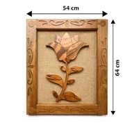 Quadro Decorativo Artesanal em Madeira Maciça com Flor de Lótus 64x54cm - Elegância Natural para Ambientes Sofisticados - imagem 4