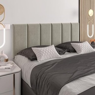 Cabeceira Estofada Madri em Camurça Bege para Cama de Casal 1,40m | Design Moderno e Confortável - imagem 3