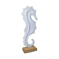 Estátua de Cavalo Marinho em Metal Branco – Decoração Náutica Elegante para Casa - imagem 2