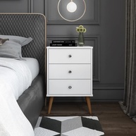Conjunto de 2 Mesas de Cabeceira Mix com 3 Gavetas – Design Moderno em Branco - imagem 3