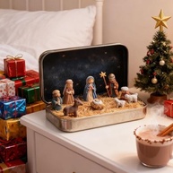 Mini Presépio de Natal em Resina com Figuras da Sagrada Família – Decoração Portátil e Presente Rústico para Mesa e Escritório - imagem 3