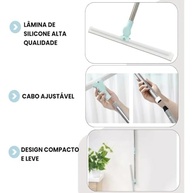 Rodo Vassoura 2 em 1 com Silicone Mágico - Cabo Telescópico e Base Flexível para Limpeza Total - imagem 4