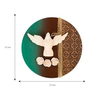 Enfeite Redondo Divino Espírito Santo em Madeira Artesanal - Decoração Religiosa para Parede e Mesa - imagem 4
