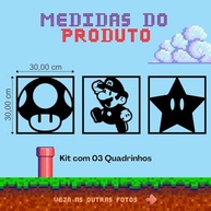 3 Quadros Decorativos Mario Bros - Aplique de Parede em MDF Preto para Fãs do Jogo - imagem 2