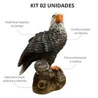 Kit 2 Estatueta Águia Gavião em Resina - Decoração e Repelente Natural para Pombos e Passaros - 14cm - imagem 5