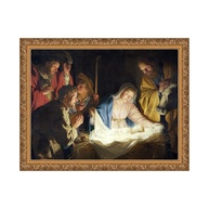 Quadro Adoração dos Pastores com Moldura - Réplica de Arte em Canvas Premium - imagem 1