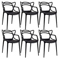 Conjunto de 6 Cadeiras Allegra - Design Moderno em Polipropileno Empilhável para Sala, Cozinha, Jantar, Bar e Varanda - Preto - imagem 2
