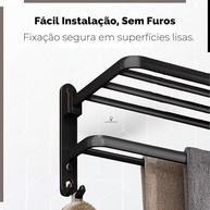 Toalheiro Duplo com Prateleira para Banheiro - Design Moderno em Aço Inox - imagem 5