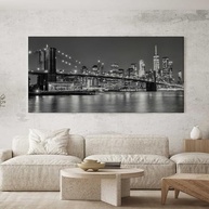 Quadro Decorativo Manhattan NY 130x70cm - Paisagem Urbana em Preto e Branco para Sala e Quarto - imagem 2