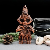 Estatueta Thor Nórdico em Resina com Acabamento em Madeira - 11,4 cm | Decoração Viking e Mitologia Nórdica - imagem 3