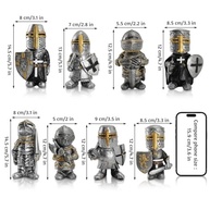 Conjunto de 8 Gnomos de Jardim Medieval - Estátuas de Cavaleiros em Resina para Decoração Externa - imagem 3