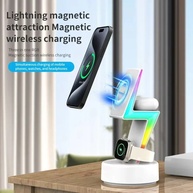 Carregador 3 em 1: Wireless, Suporte e Luz RGB - imagem 2
