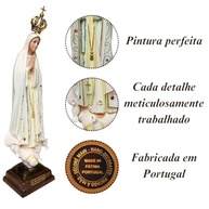 Imagem de Nossa Senhora de Fátima em Resina com Olhos de Vidro - 36cm - imagem 5