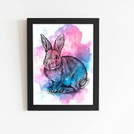 Quadro Coelho Artesanal em Aquarela - Decore seu Espaço com Estilo Pet - imagem 2