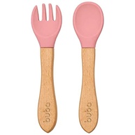 Kit Talheres em Silicone e Bambu Rosa - Seguro, Sustentável e Ergonômico para Bebês - imagem 2