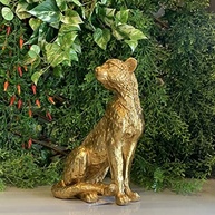 Escultura Leopardo em Poliresina Dourada - Decoração Elegante e Sofisticada G - imagem 4