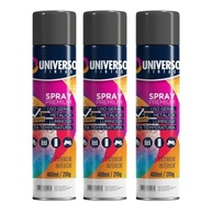 Tinta Spray 400ml Preto Brilhante Uso Geral em Aço Ferro Couro Gesso Cerâmica | Universo | Kit 03 un - imagem 2