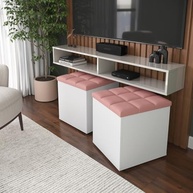 Puff Báu Banqueta Organizador em Suede - Caixa de Brinquedos Quadrada para Sala e Quarto Infantil (Rose) - imagem 4