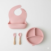 Kit Bebê Premium em Silicone com Divisórias e Talheres Ergonômicos - Rosa Claro - imagem 3