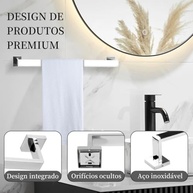 Kit Acessórios Banheiro em Aço Inox 4 Peças - Toalheiro, Suporte Papel Higiênico e Mais - imagem 5