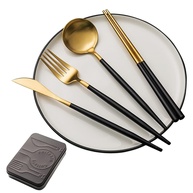 Conjunto de Utensílios Portáteis em Aço Inoxidável 304 – 4 Peças Reutilizáveis com Estojo para Viagem e Piquenique - imagem 1