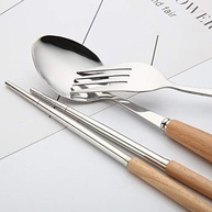 Conjunto de Utensílios Portáteis em Aço Inoxidável 3 Peças - Estilo Japonês e Coreano - imagem 3