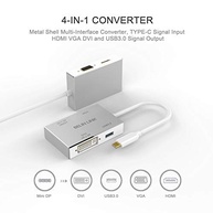 Adaptador USB-C 4 em 1: HDMI, DVI, VGA e USB 3.0 para Conexões Amplas e 4K - imagem 3
