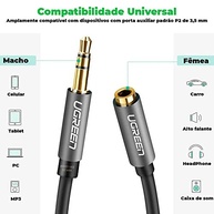 Cabo de Áudio U.green 3.5mm Macho-Fêmea: Extensão Flexível e Sem Emaranhados para Seus Dispositivos - imagem 3