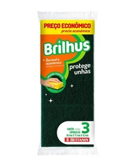 Brilhus - Esponja Abrasiva com Proteção para Unhas | Embalagem com 3 Unidades - imagem 1