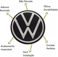 Jogo 4 Emblemas Resinado Preto/Prata 48mm para Calota VW - Polo, Gol, Fox, Saveiro e Mais - imagem 4