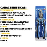 Alicate Universal Hobby 8 Polegadas: Aço Carbono com Cabo Emborrachado - imagem 2