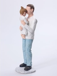 Estátua Pai e Filha Embrace Love - Presente Afetivo Pintado à Mão - imagem 4