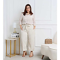 Calça Pantacour Plus Size de Linho com Cinto Embutido - imagem 1