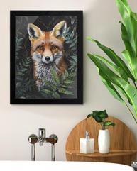 Aesthetic Fox Wall Art Decor - Pintura Emoldurada Dark Academia com Tema Botânico para Decoração de Casa - imagem 1