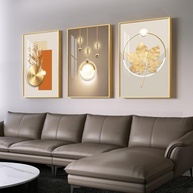 Arte de Parede Dourada Moderna emoldurada - Conjunto de 3 Peças de Luxo para Sala de Estar - imagem 3