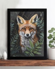 Aesthetic Fox Wall Art Decor - Pintura Emoldurada Dark Academia com Tema Botânico para Decoração de Casa - imagem 5